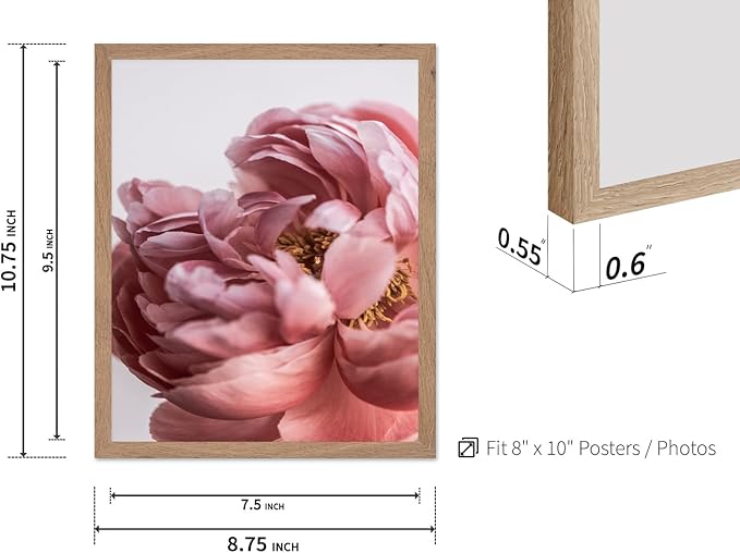 Monem Art Blush Pink Peony Print - Minimalist Floral Photography Poster - Wall Decor for Living Room, Bedroom or Office - 8x10 Beige Framed Wall Art by Mareike Bohmer