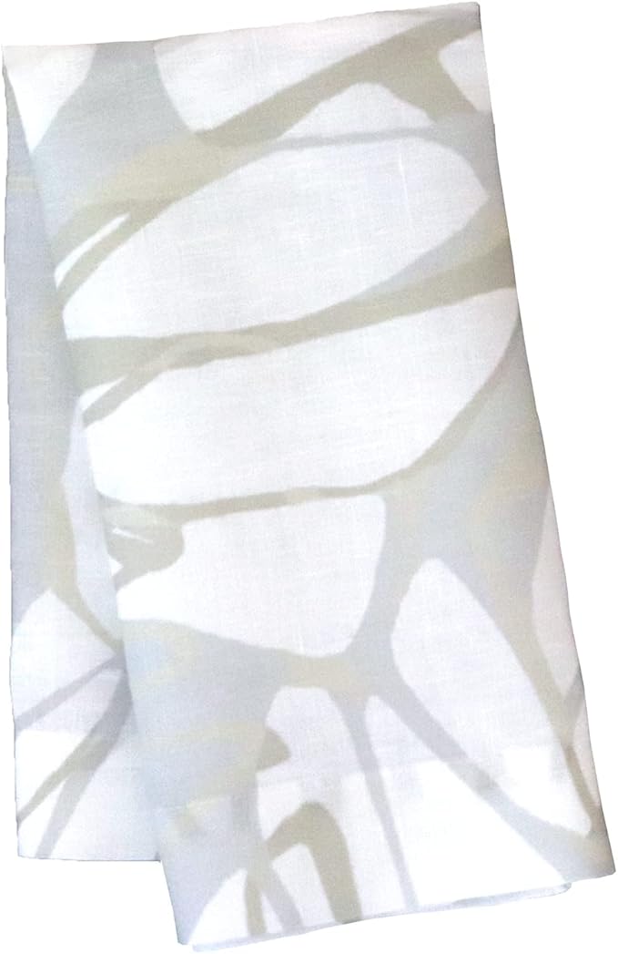 Huddleson Gold Silver White Printed White Printed Linen Napkin 20x20 (Set of Four) Luxury Italian Linen Napkin Sewn in US