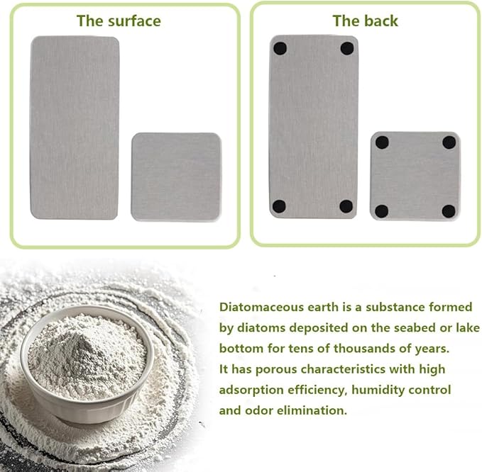 Diatomite Soap Tray Water Absorbing Stone Tray Set of 4 Drying Stone Sink Mat for Kitchen Bathroom Counter (Grey)