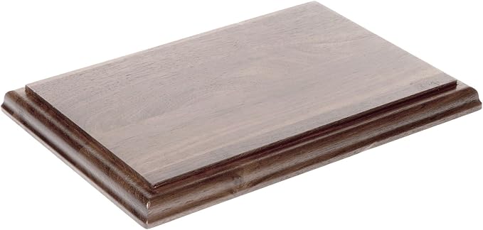 Plymor Solid Walnut Rectangular Wood Display Base with Ogee Edge, 10" W x 7" D x 0.75" H, Pack of 2