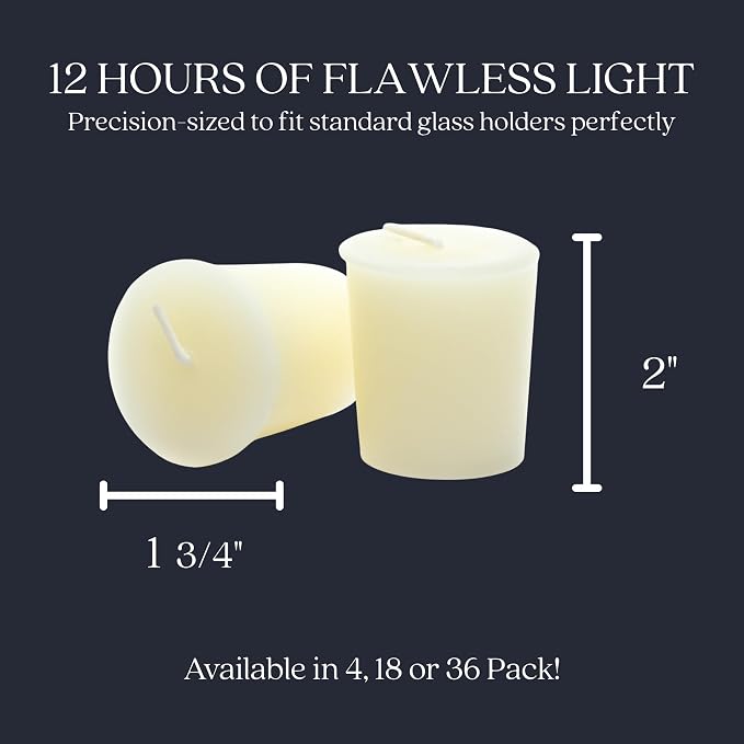 Bluecorn Beeswax Votive Candles, 100% Pure Natural Bees Wax, Ivory White Votives, Clean Burning & Long Lasting (12+ Hours), Fragrance Free, Home Decor & Wedding Decorations, American Made, 4 Pack