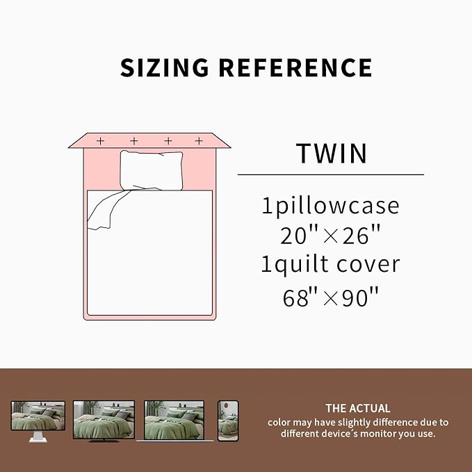 EVERLY 100% Pure Linen Duvet Cover Set Twin Size 68X90Inch 3pcs (1 Duvet Cover,1Pillowcases) Soft and Breathable for All Season with Coconut Button Closure, Suitable for Hot Sleepers-Linen-Twin
