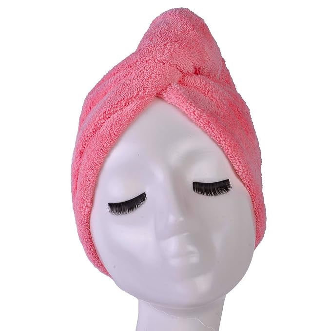 YYXR Microfiber Hair Drying Towel Ultra Absorbent Twist Hair Turban Drying Cap Hair Wrap (Rose)