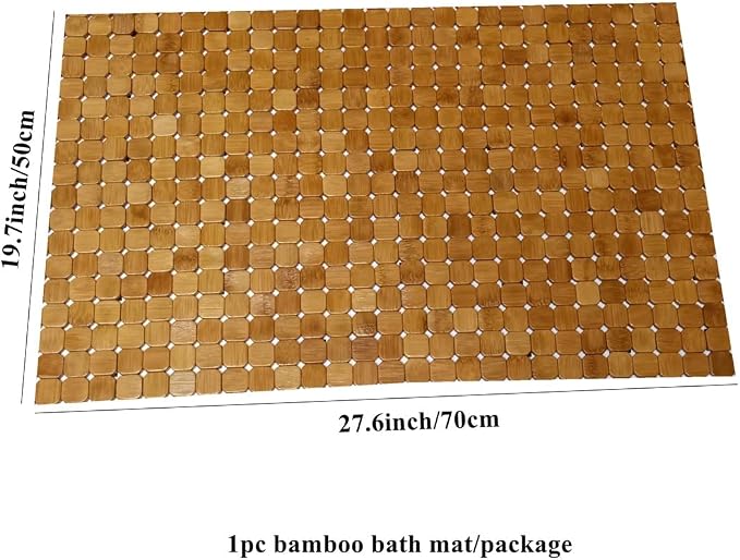 HJJKKH Bamboo Bath Mat with 19.7X27.5 inch,Nature Bamboo Wooden Bathroom Mat,Non Slip and Foldable Floor Shower Bath Mat for Bathroom,Bathtub,Shower,Sauna,Hot Tub (19.7X27.5 inch)