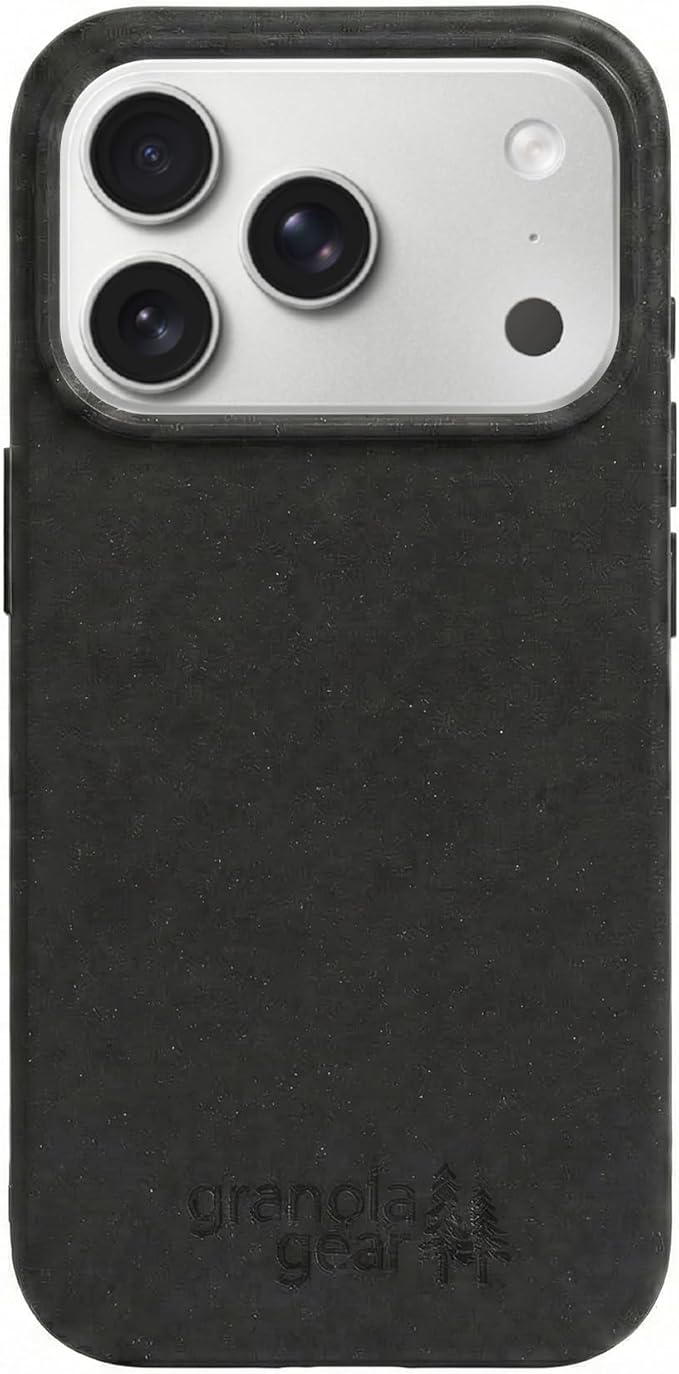 Eco by GranolaGear - Eco-Friendly Phone Case for iPhone 17 Pro - Biodegradable, Compostable, Plastic-Free, Made from Plants - Black Stone