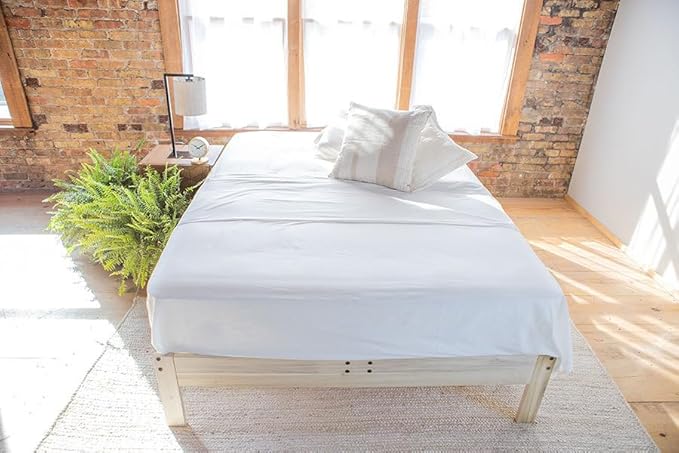 My Green Mattress Organic Cotton Sheet Set - 600 Thread Count GOTS Certified Cotton Sheets, Deep Pocket Bedding Set, Soft Sateen Weave, Breathable Durable Bed Sheets, White - Twin XL