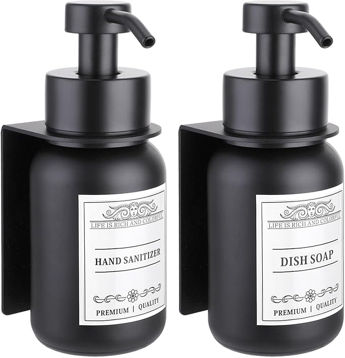 Lotion Dispenser 2-Pack Shower Soap Dispenser Set with Pump and Wall Mount Multi-Scene soap Bottle(Black Set of 2)