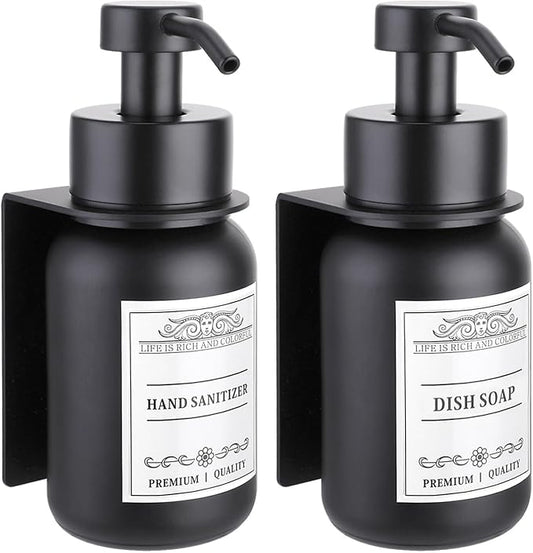 soap Dispenser 2-Pack Shower Soap Dispenser Set with Pump and Wall Mount Bathroom Liquid(Black Set of 2)