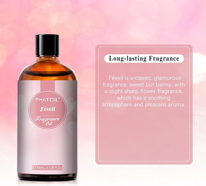 PHATOIL J'eveil Fragrance Oil 3.38 FL.OZ Diffuser Oil for Aromatherapy | Long lasting scent for diffusers & humidifiers; ideal for home aromatherapy, yoga, DIY candle, soap, bath salt & body wash