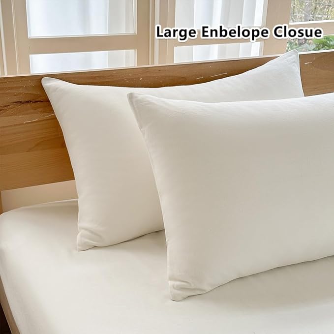 100% French Flax Linen Duvet Cover Set King, 3-Piece Soft Breathable Cooling Bedding for Hot Sleepers, Natural Washed Linen with Zipper Closure & 8 Corner Ties (King, White)