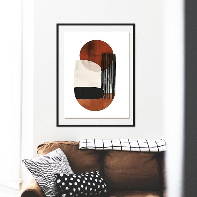 Moonow7 Modern Abstract Neutral Boho Geometric Print, Minimalist Wall Art in Warm Neutral Tones for Living Room, Bedroom, Entryway, and Reading Nook, Large Poster, Unframed Size 16x20” / 40x50 cm