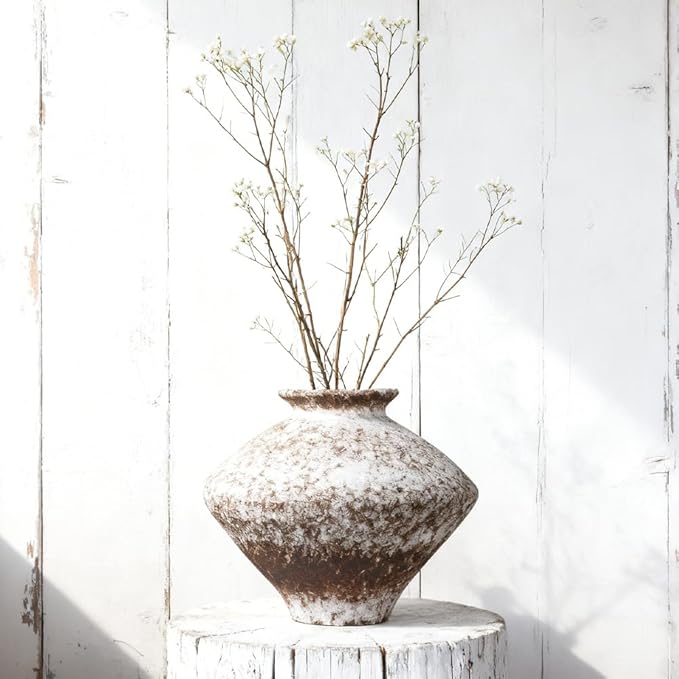 Wabi Sabi Vase, 11.5" Wabi Sabi Decor Rustic Vase, Speckled Brown Ceramic Vase for Centerpiece, Vintage Farmhouse Decor for Home Decorative, Table, Living Room, Bedroom, Bathroom, Kitchen