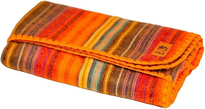 ALPAKITAS Alpaca Wool Blanket - Throw Size Bed Blanket - Alpaca Throw Blanket - Best Gift & Warm Blanket, Lightweight, Couch Blanket or Camp - Outdoor Blanket - 64 x 45 Inches (Orange)