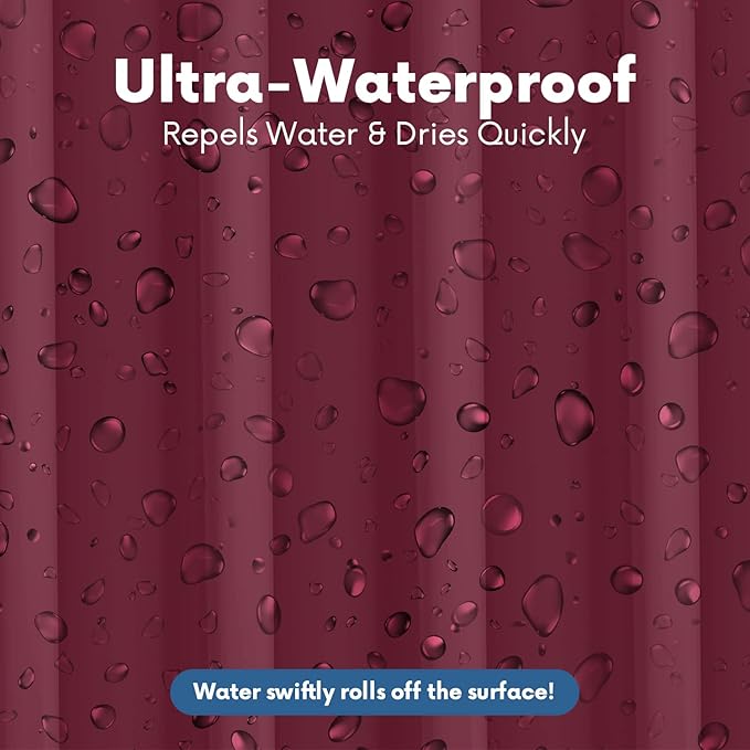No Smell Shower Curtain Liner 72x72 Burgundy - PEVA Plastic Shower Curtain for Bathroom, PVC-Free Waterproof Burgundy Shower Liner with Metal Grommets and Magnet-Weighted Bottom Hem - Washable Liner