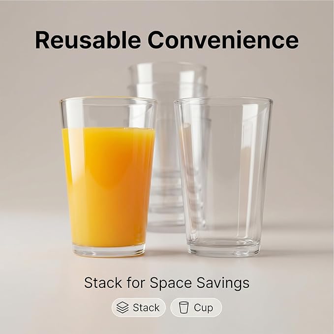 12 oz Clear Drinking Glasses - Unbreakable Acrylic Glasses Drinkware set of 6 - BPA Free Dishwasher Safe Reusable Plastic Cups for Kitchen Party Outdoor (Look Like Glass)