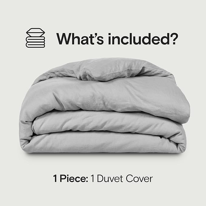 SIJO Premium Stone Washed Organic French Linen Duvet Cover, GOTS Certified Organic, Small Batch Sourced from Normandy, Best Cooling Linen Sheet Award by Sleep Foundation (Dove, Full/Queen)