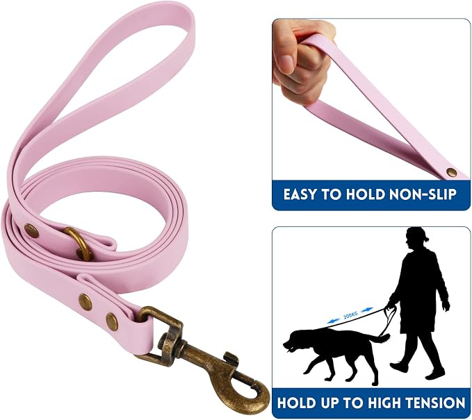 Wisedog Waterproof Dog Collar and Leash Set, S, Pale Pinkish Purple | Adjustable Puppy Collar, Cute Tag, 4FT Dog Leash, Poop Bag Included, Small Medium Large Dogs