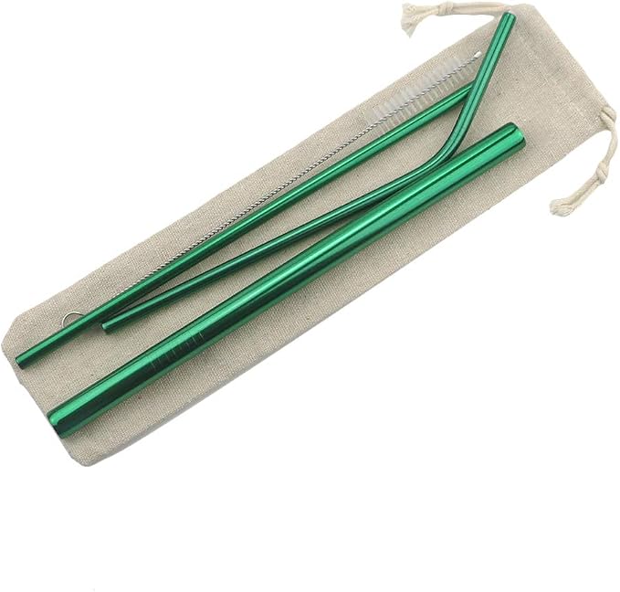 Metal Straws Stainless Steel Straws 8.5" Drinking Straws Reusable 3 Set - Ultra Long Muti Color-Cleaning Brush for 20/30 Oz for Trail Tumblers Yeti RTIC SIC Ozark (2 Straight|1 Bent|1 Brush）