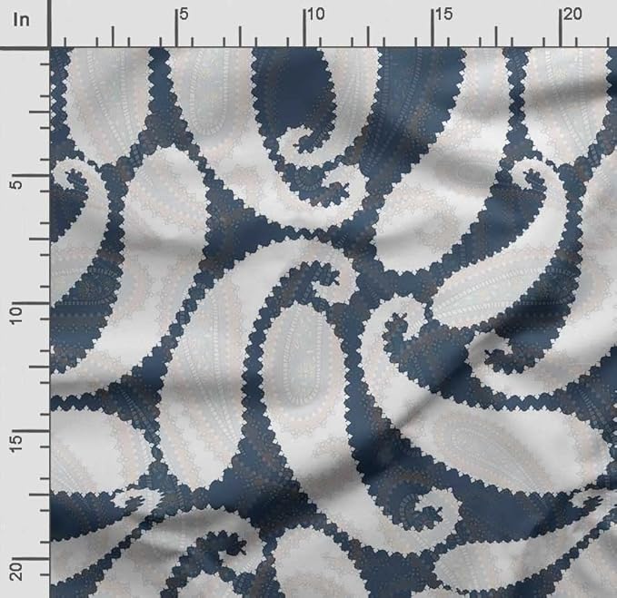 Soimoi Heavyweight Cotton Poplin Fabric Material, Blue - Asian Paisley Printed-42 Inch Width, Natural Cotton Material for Quilt Making, Dress, Skirt, Pajama, Pillowcases, Tablecloths, Kurtis, 1 Yard