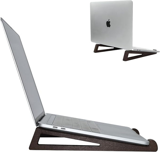 Bamboo Laptop Stand for Desk – Ergonomic, Space-Saving, Lightweight Stand for Laptops, iPads, and Tablets (Brown)