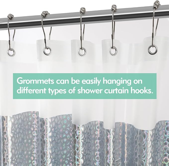 Holographic 3D EVA Shower Curtain Liner Circle, 72x72 Premium Clear Plastic Bathroom Shower Curtain with Rustproof Metal Grommets for Shower Stall, Bathtubs