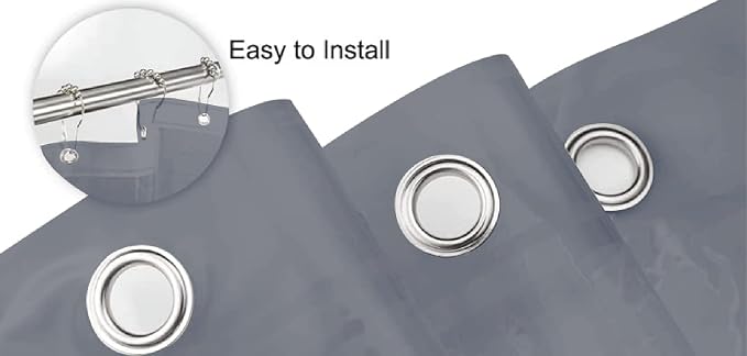 Home Expressions Premium 6 Guage PEVA Shower Curtain Liner - PVC Free Magnetized Bottom Odorless with Rustproof Grommets 70"x72" (Grey)
