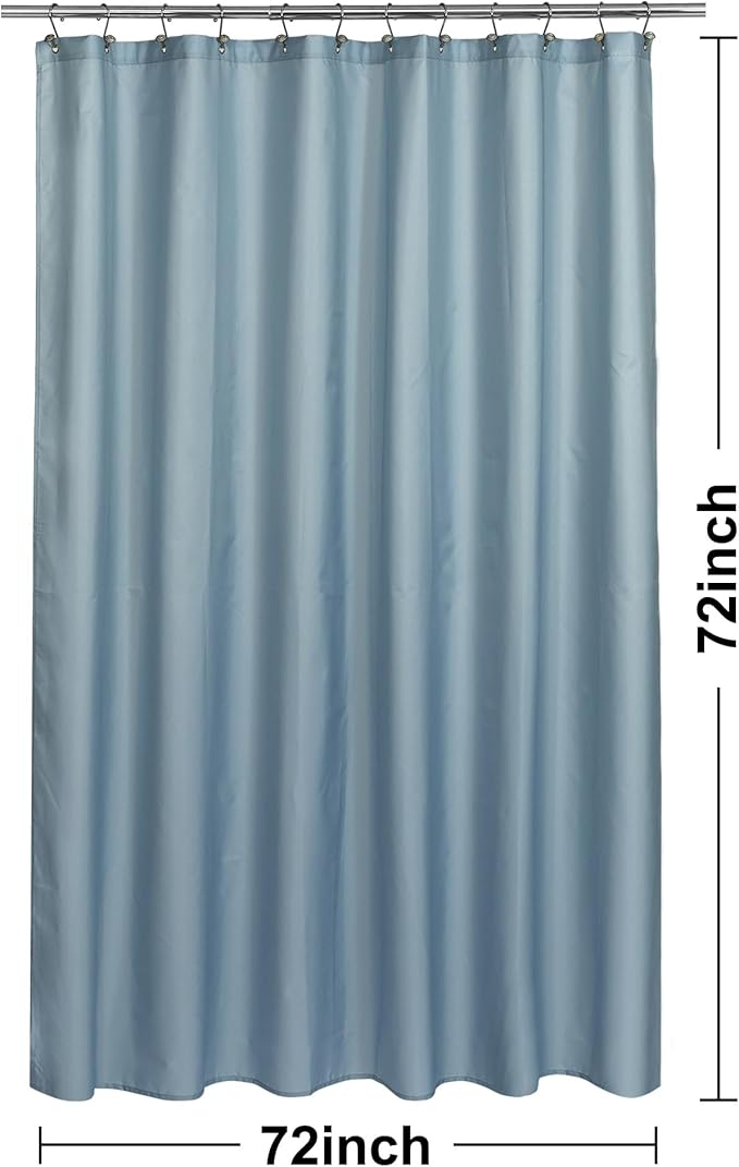 N&Y HOME Fabric Shower Curtain or Liner - Light Blue Shower Curtain for Bathroom with Hotel Quality, Machine Washable - Blue Fog, 72x72