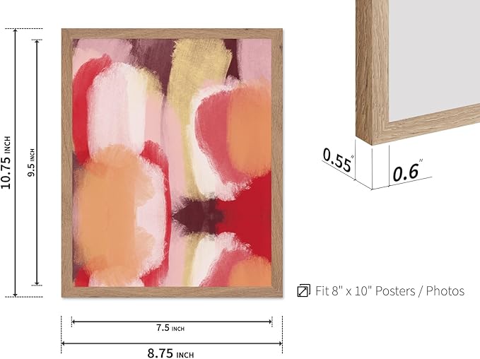 Monem Art Abstract Wall Poster - Modern Geometric Design Print - Colorful Artwork for Living Room or Bedroom Decor - Contemporary Design for Office - 8x10 Beige Framed
