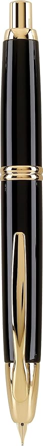 PILOT Vanishing Point Collection Refillable & Retractable Fountain Pen, Black Barrel with Gold Accents, Blue Ink, Medium Nib (60265)