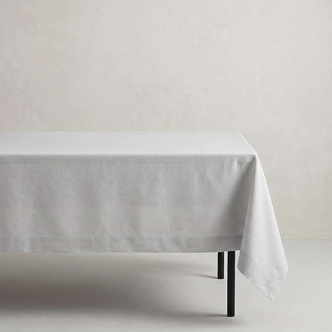 Solino Home Linen Tablecloth for Rectangle Tables 60 x 108 Inch - 100% Pure Linen Silver Cloud Table Cloth - Fete, Machine Washable Cloth Tablecloth