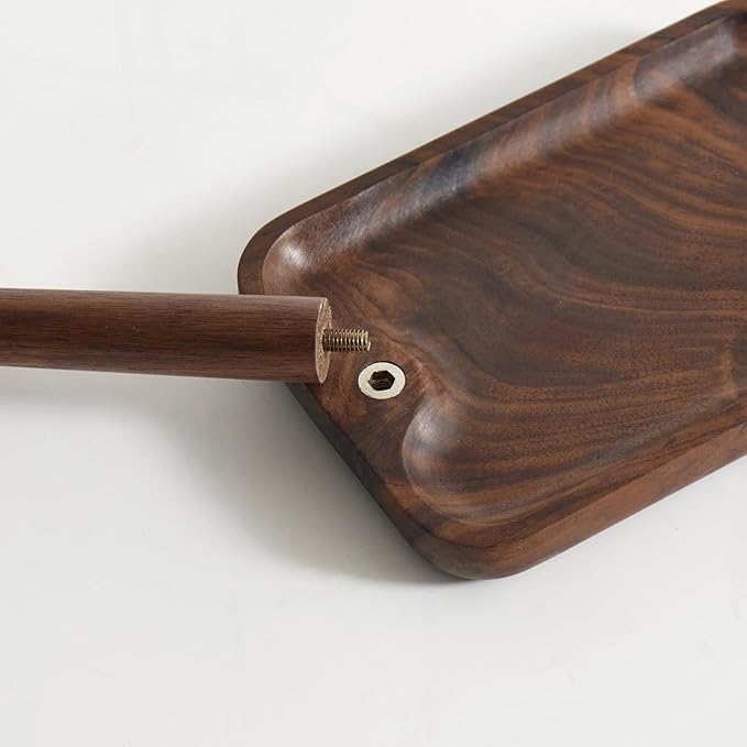 Black Walnut Solid Wood Key Dish Bowl for Entryway Table Square Tray With 3 Hooks, Open Storage for Keys, Wallet, Jewelry (Walnut, small)