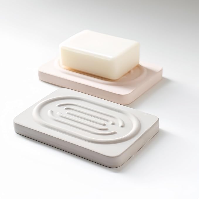 Soap Tray Water Absorbing Diatomite Dish Shampoo Bar Soap Holder Quick Dry Stone Soap Bar Holders Fast Drying Soap Saver Diatomaceous Earth Dishes for Shower Bathroom Bathtub Sink Organizer (Beige)