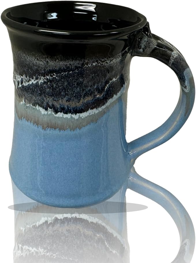Clay in Motion Handmade Ceramic Mug 24 oz, Large Coffee Mug, Hand Painted Stoneware, Dishwasher Microwave & Oven Safe, Lead-Free, Made in USA Since 1981 (Pacific Chill)