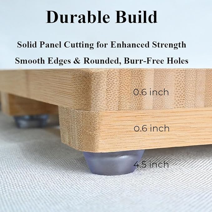 Bamboo Shower Mat 26.5 x 17.5 x 1.7, Solid Slatted Wooden Bath Mat, No Coating, One-Piece Design, Non-Slip Surface for Bathroom, Spa, Indoor Entryway, Available in 3 Sizes