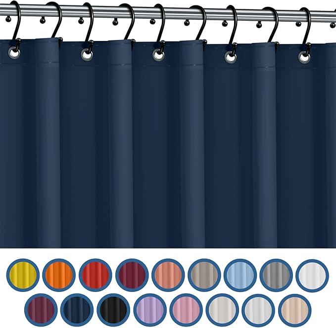 No Smell Shower Curtain Liner 72x72 Navy - PEVA Plastic Shower Curtain for Bathroom, PVC-Free Waterproof Navy Blue Shower Liner with Metal Grommets and Magnet-Weighted Bottom Hem - Washable Liner