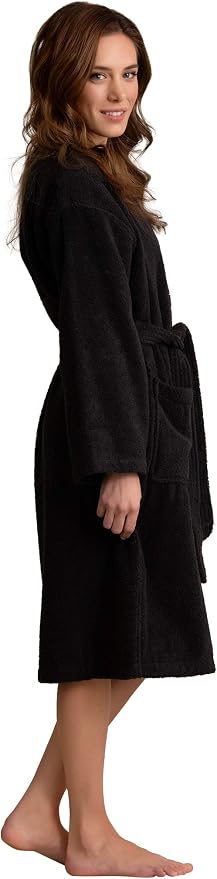 Women's Turkish Terry Kimono Style Bathrobe - 100% Cotton Robe for Women - Comfortable & Absorbent - Soft & Cozy Wear