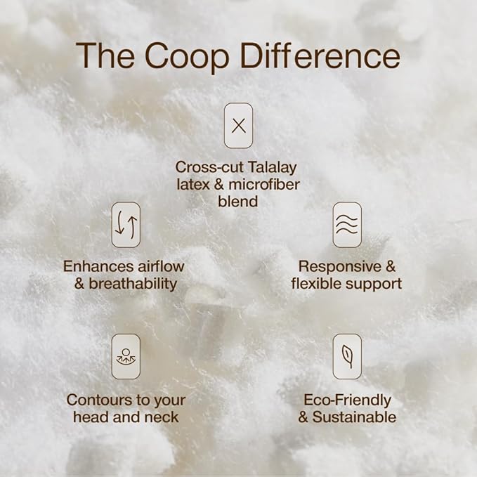 Coop Home Goods Adjustable Latex Crescent Pillow Queen, Talalay Latex & Microfiber Fill, Ergonomic Shape, Naturally Cooling, Eco-Friendly, Medium Firm for Back and Side Sleepers, GREENGUARD Gold