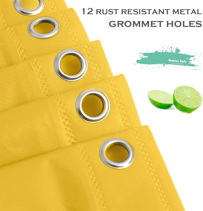 Yellow Cream Plastic Shower Curtain Or Liner, 72x72 Inch Lightweight Yellow Plastic Bathroom Shower Showroom Inner Curtain with Rustproof Metal Grommet Holes and Weighted Magnets
