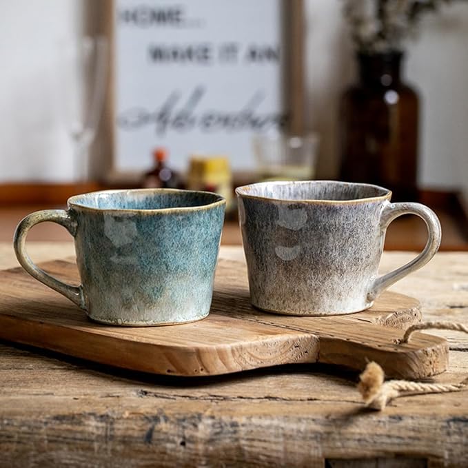 Ceramic Coffee Mug, 12 oz Tea Cup with Handle, Vintage Coffee Cup for Office and Home, Dishwasher and Microwave Safe, Sage Green
