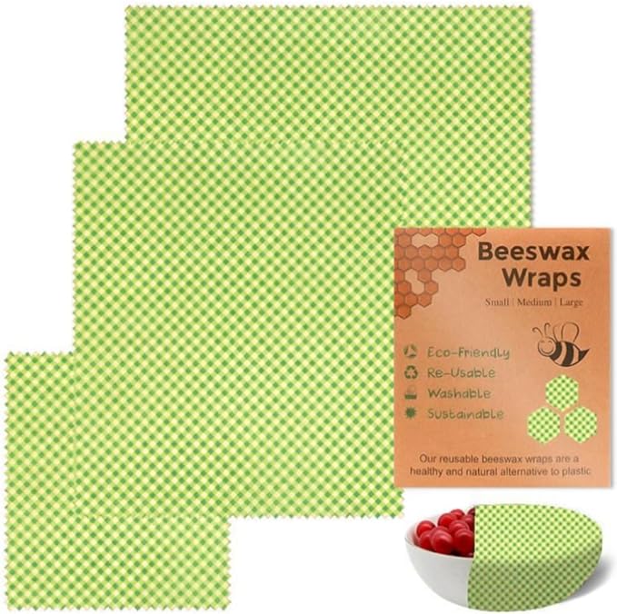 Beeswax Wraps Green Semilattice Wrapping Paper 3 PCS Set for Camping, Outings, Outdoor Adventures