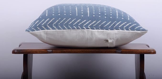 Trade Star Mudcloth Throw Pillow Case 100% Cotton Pillow Cover Floor Cushion Cover Decorative Farmhouse Authentic Boho Accent Printed Sofa (Dark Grey (Snow), 18 X 18 Inches)