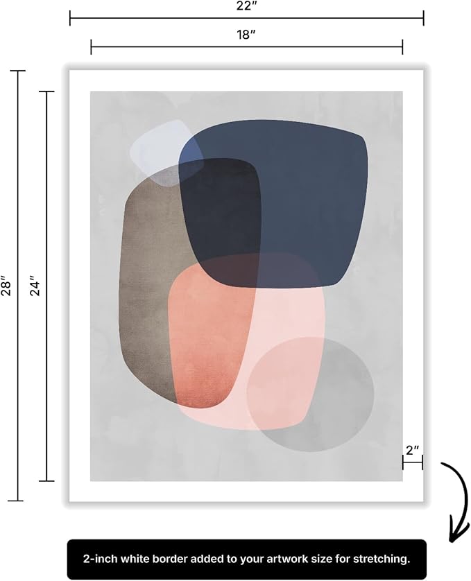 Monem Art Pastel Abstract Organic Shapes Print - Scandinavian Minimalist Art Poster - Wall Decor for Living Room, Bedroom or Office - 18x24 ROLLED CANVAS Wall Art by Mareike Bohmer