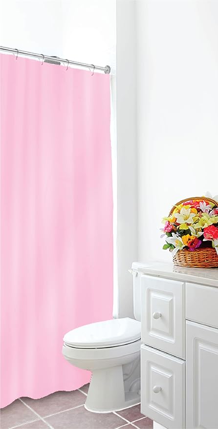 Home Expressions Premium 6 Guage PEVA Shower Curtain Liner - PVC Free Magnetized Bottom Odorless with Rustproof Grommets 70"x72" (Pink)