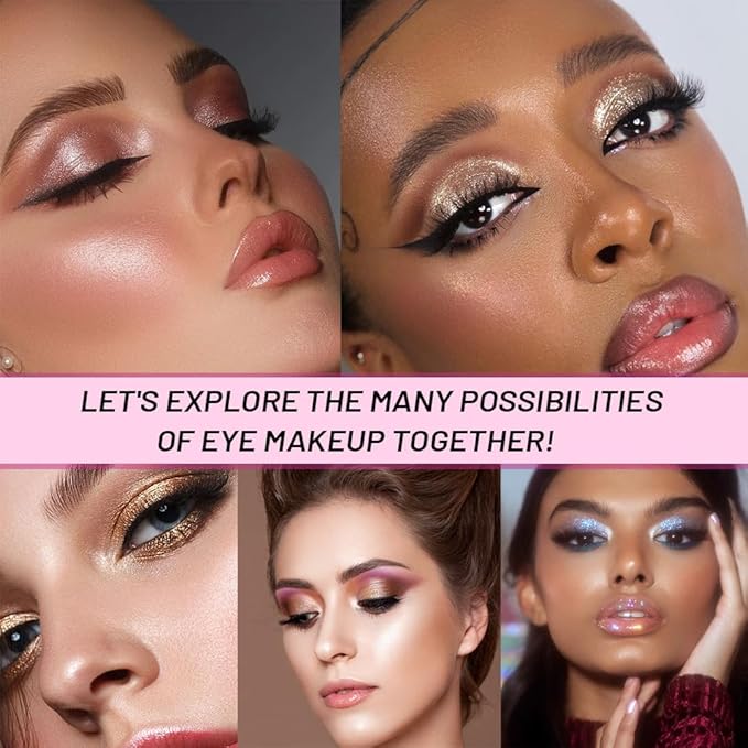 Champagne Shimmer Glittle Eye shadow Palette Makeup, Single Shimmer Eyeshadow for Older Women, High Pigment Natural Sombras Crema Para Ojos, Talc, Paraben & Cruelty Free (01#Champagne)