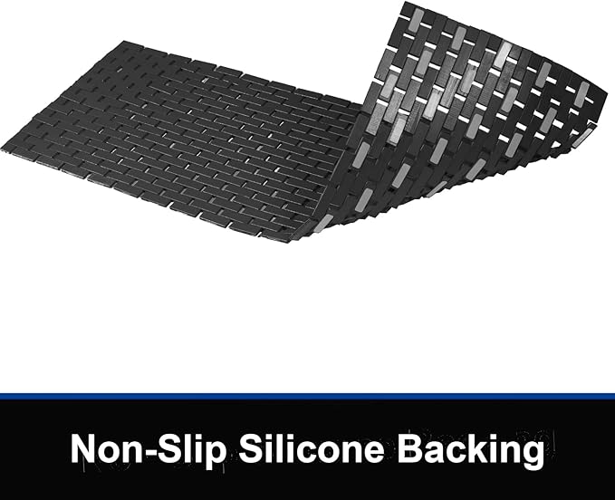 Bambo Bath Mat Bathroom Runner Long Large Rugs Floor Wood Shower Bathtub Waterproof Non Slip Accessories 16x48 Inch Easy to Clean,Black,1 pc
