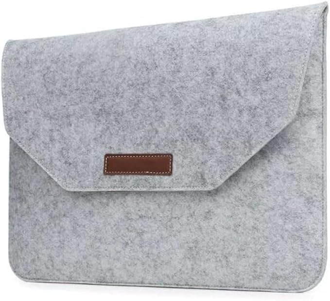 Felt Laptop Sleeve Bag Tablet PC Case Ultra Slim Business Carrying Case Protective Bag, Slim Envelope Compatible with Apple MacBook, Dell HP Microsoft Notebook (Light Gray, 15-inch)