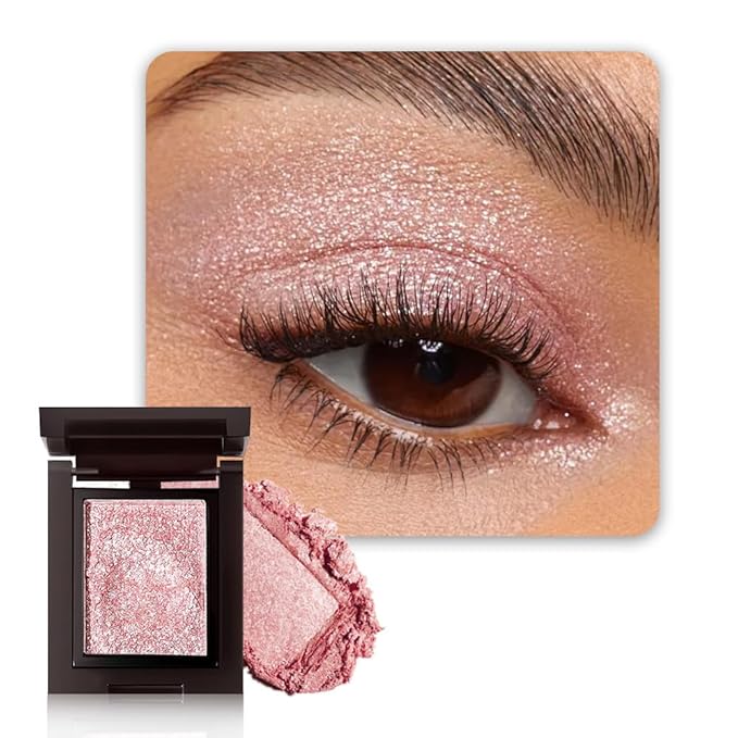 Champagne Shimmer Glittle Eye shadow Palette Makeup, Single Shimmer Eyeshadow for Older Women, High Pigment Natural Sombras Crema Para Ojos, Talc, Paraben & Cruelty Free (01#Champagne)