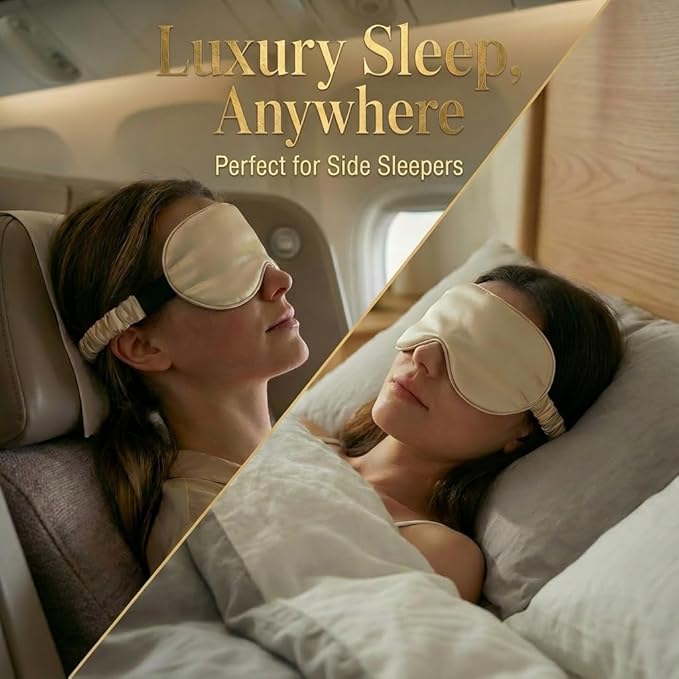 MATASSE 100% Mulberry Silk Sleep Mask 22 Momme Grade 6A -3D Contoured Eye Mask for Sleeping, 14mm Deep Eye Cups, Total Blackout Blindfold for Women Men, Adjustable Strap, Side Sleeper