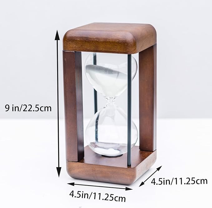 Large Premium Walnut Hourglass,60 Minutes Sand Timers,Hour Glass with Sand Timer for Gift,Hourglass Decor for Home, Desk,Office, Wedding Decor (White)