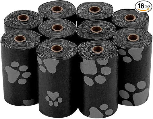 Best Pet Supplies Dog Poop Bags for Waste Refuse Cleanup, Doggy Roll Replacements for Outdoor Puppy Walking and Travel, Leak Proof and Tear Resistant, Thick Plastic - Black, 240 Bags